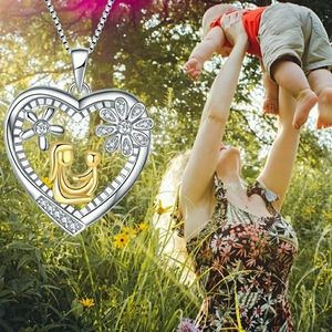 Sterling Silver Love Heart Purple Red Stone Mother